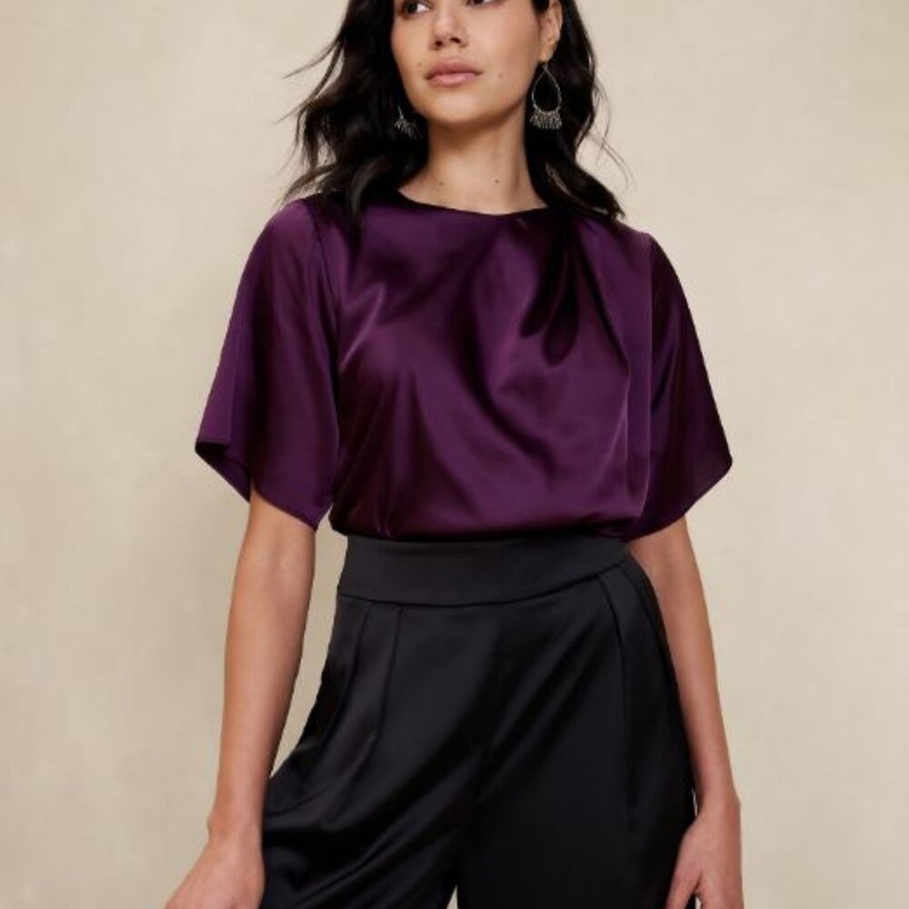 Banana Republic Factory Pinot Noir Drape Neck Blouse